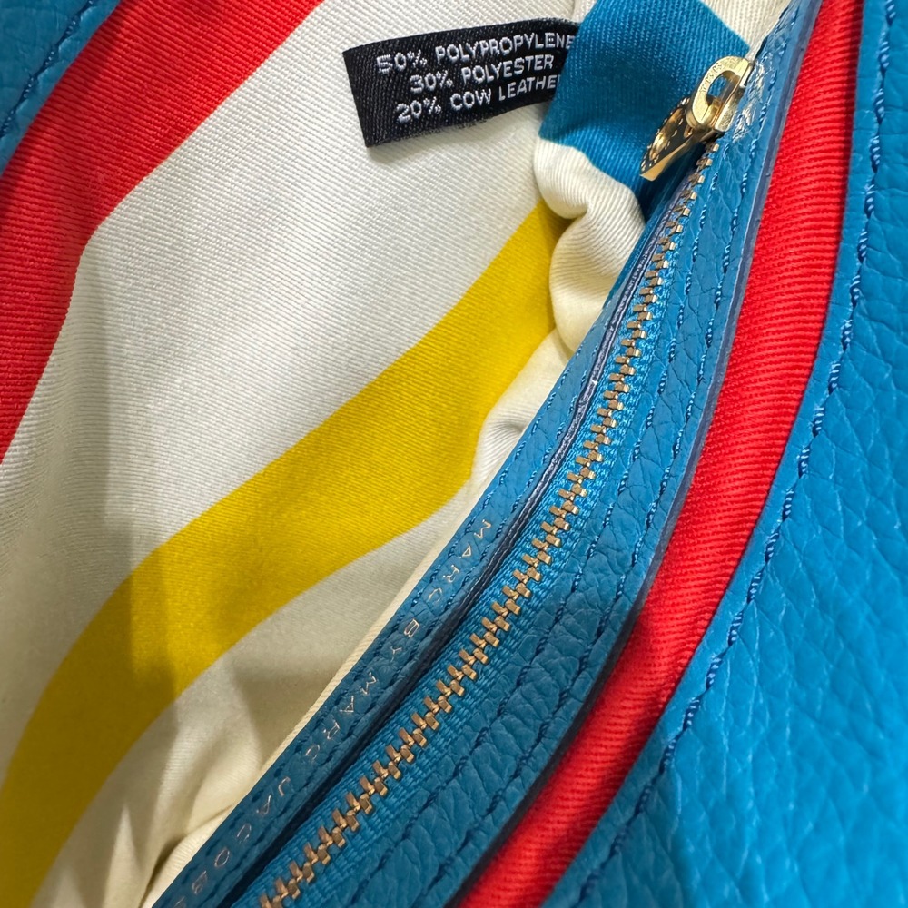 Marc by Marc Jacobs Vintage Woven Satchel Bag Blue Leather Trim Gold Hardware - Picture 15 of 15